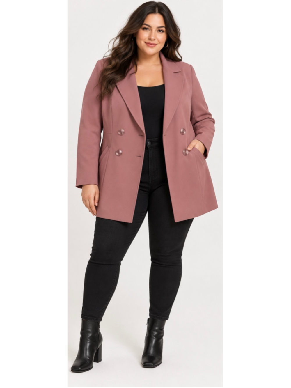 Torrid Size 1 Mauve Trench Coat Longline Blazer Double Breasted